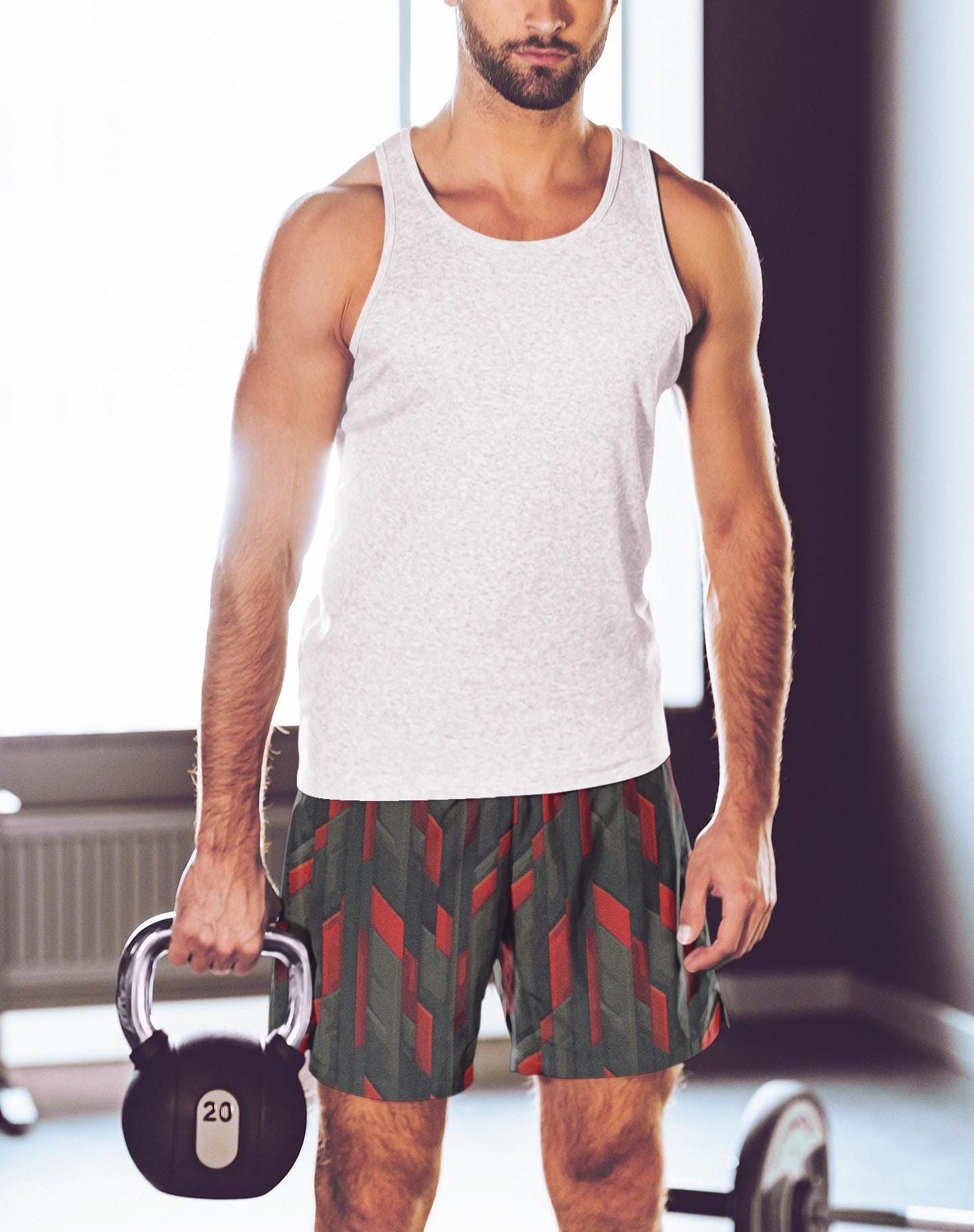 Fitness Running Shorts Men Mens Gym Activewear Abstract