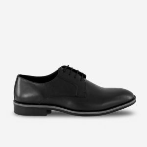 Men's Black Leather Laceup Derby Shoe With Bella